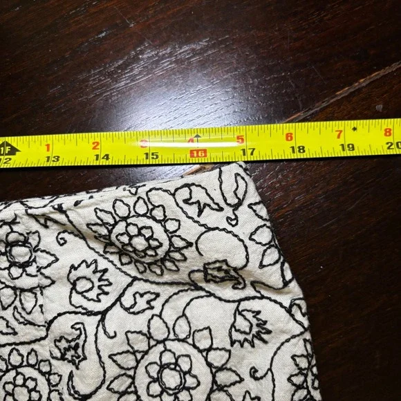 Floral Linen Blend Embroidered Pencil Skirt Cream Black Plus Sz 16 Minimalist - Picture 7 of 9